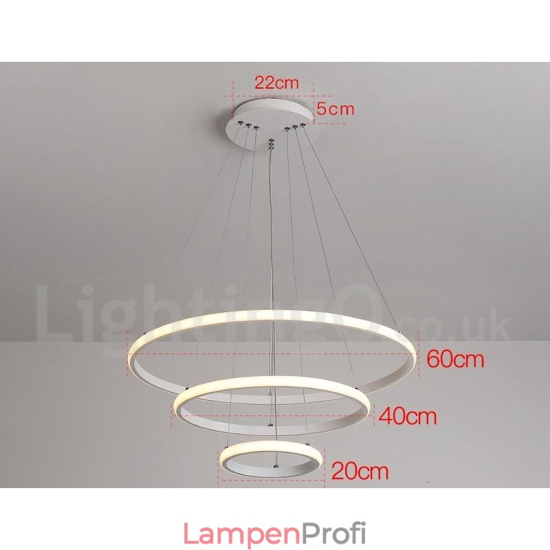 Dimmbare Pendelleuchte mit Fernbedienung im modernen Design der Kreise
