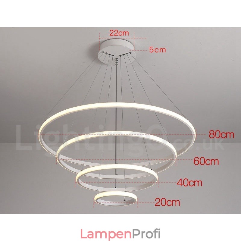 Dimmbare Pendelleuchte mit Fernbedienung im modernen Design der Kreise