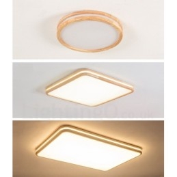 Ultradünne runde quadratische rechteckige Holzdeckenlampe Massivholz Acrylschirm Deckenlampe nordischer Stil