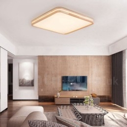 Ultradünne runde quadratische rechteckige Holzdeckenlampe Massivholz Acrylschirm Deckenlampe nordischer Stil