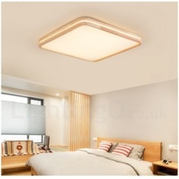 Ultradünne runde quadratische rechteckige Holzdeckenlampe Massivholz Acrylschirm Deckenlampe nordischer Stil