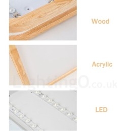 Ultradünne runde quadratische rechteckige Holzdeckenlampe Massivholz Acrylschirm Deckenlampe nordischer Stil