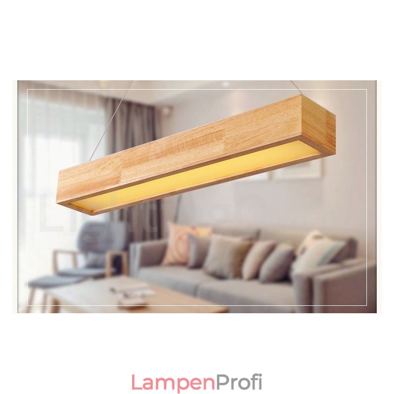 Moderne lange Pendelleuchte aus Holz