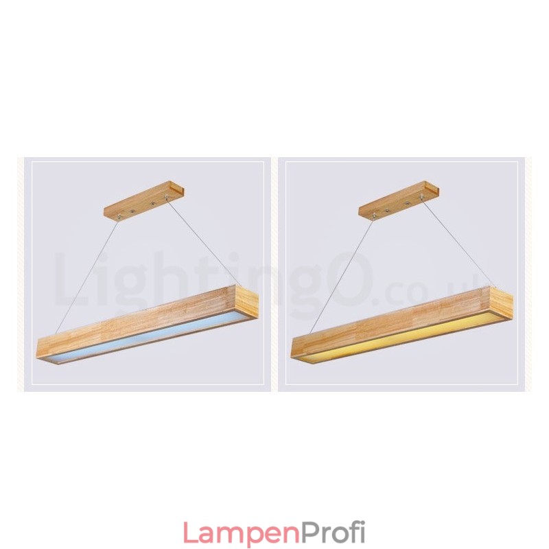Moderne lange Pendelleuchte aus Holz