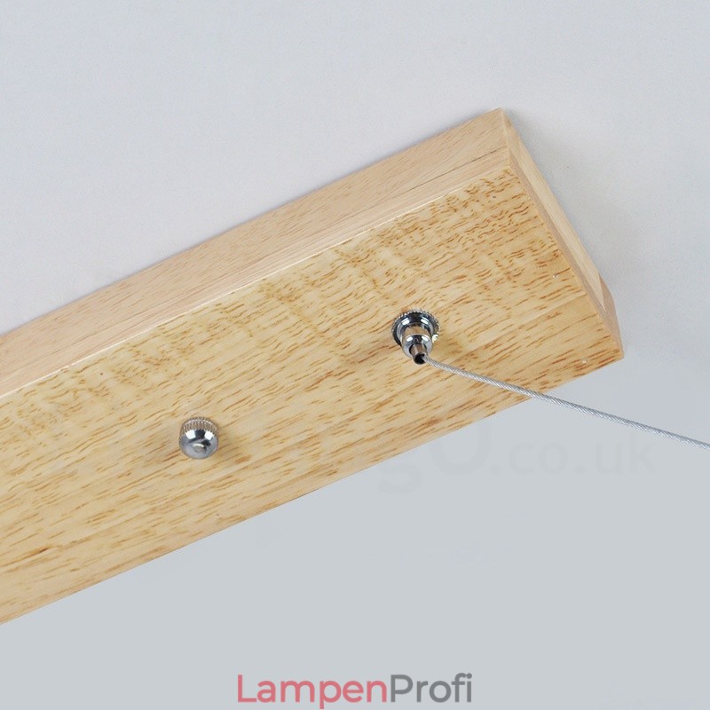 Moderne lange Pendelleuchte aus Holz