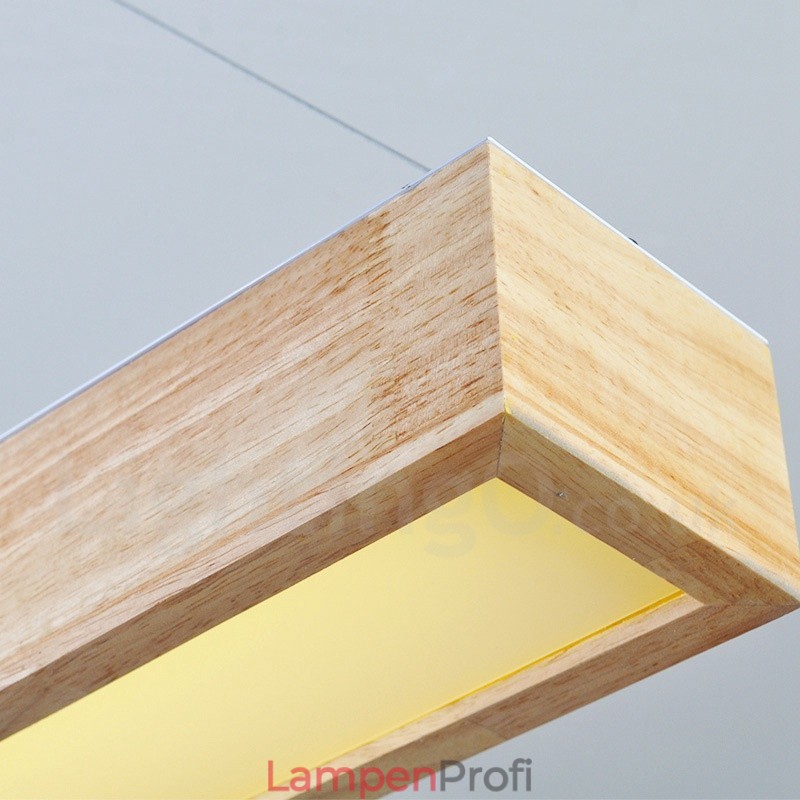 Moderne lange Pendelleuchte aus Holz