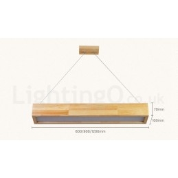 Moderne lange Pendelleuchte aus Holz