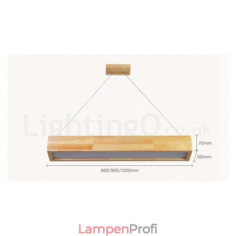 Moderne lange Pendelleuchte aus Holz