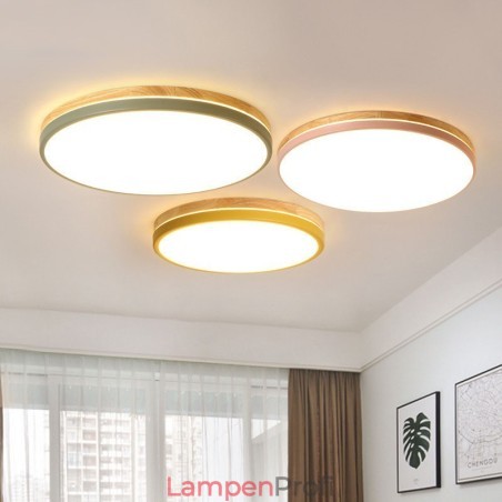 Dimmbare ultradünne, mehrfarbige, runde Deckenleuchte aus Holz mit Acrylschirm, Deckenlampe im nordischen Stil Dimmbare ultradünne, mehrfarbige, runde Deckenleuchte aus Holz mit Acrylschirm, Deckenlampe im nordischen Stil