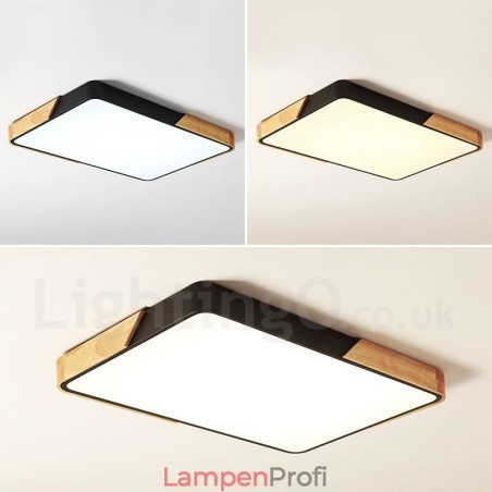Dimmbare ultradünne mehrfarbige rechteckige Deckenleuchte aus Holz mit Acrylschirm, Deckenlampe im nordischen Stil Dimmbare ultradünne mehrfarbige rechteckige Deckenleuchte aus Holz mit Acrylschirm, Deckenlampe im nordischen Stil