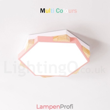 Dimmbare mehrfarbige sechseckige Deckenleuchte aus Holz mit Acrylschirm, Deckenlampe im nordischen Stil Dimmbare mehrfarbige sechseckige Deckenleuchte aus Holz mit Acrylschirm, Deckenlampe im nordischen Stil