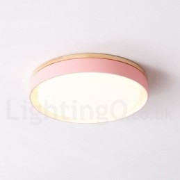 Dimmbare mehrfarbige runde Deckenleuchte aus Holz mit Acrylschirm, Deckenlampe im nordischen Stil