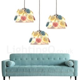 Mehrfarbige Blumen-Macaron-Deckenpendelleuchte mit Glasschirm-Pendelleuchte