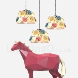 Mehrfarbige Blumen-Macaron-Deckenpendelleuchte mit Glasschirm-Pendelleuchte