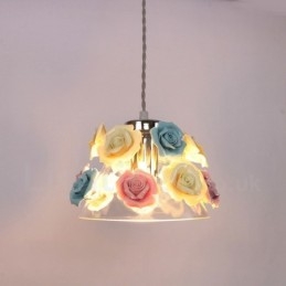 Mehrfarbige Blumen-Macaron-Deckenpendelleuchte mit Glasschirm-Pendelleuchte