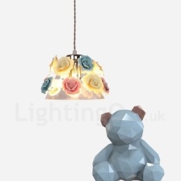 Mehrfarbige Blumen-Macaron-Deckenpendelleuchte mit Glasschirm-Pendelleuchte