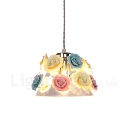 Mehrfarbige Blumen-Macaron-Deckenpendelleuchte mit Glasschirm-Pendelleuchte