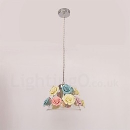 Mehrfarbige Blumen-Macaron-Deckenpendelleuchte mit Glasschirm-Pendelleuchte