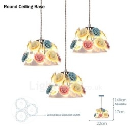 Mehrfarbige Blumen-Macaron-Deckenpendelleuchte mit Glasschirm-Pendelleuchte