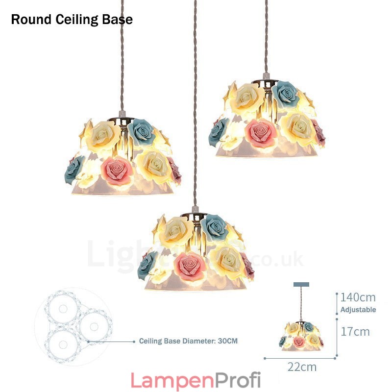 Mehrfarbige Blumen-Macaron-Deckenpendelleuchte mit Glasschirm-Pendelleuchte