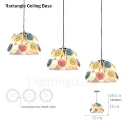 Mehrfarbige Blumen-Macaron-Deckenpendelleuchte mit Glasschirm-Pendelleuchte