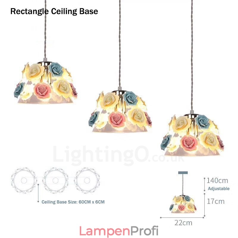 Mehrfarbige Blumen-Macaron-Deckenpendelleuchte mit Glasschirm-Pendelleuchte