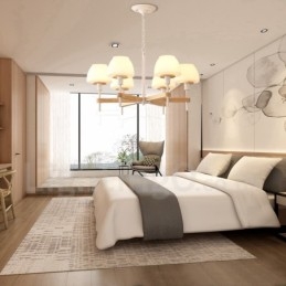 6-flammig 8-flammig Mehrfarbig Macaron Holz Pendelleuchte mit Glasschirmen Kronleuchter Nordischer Stil