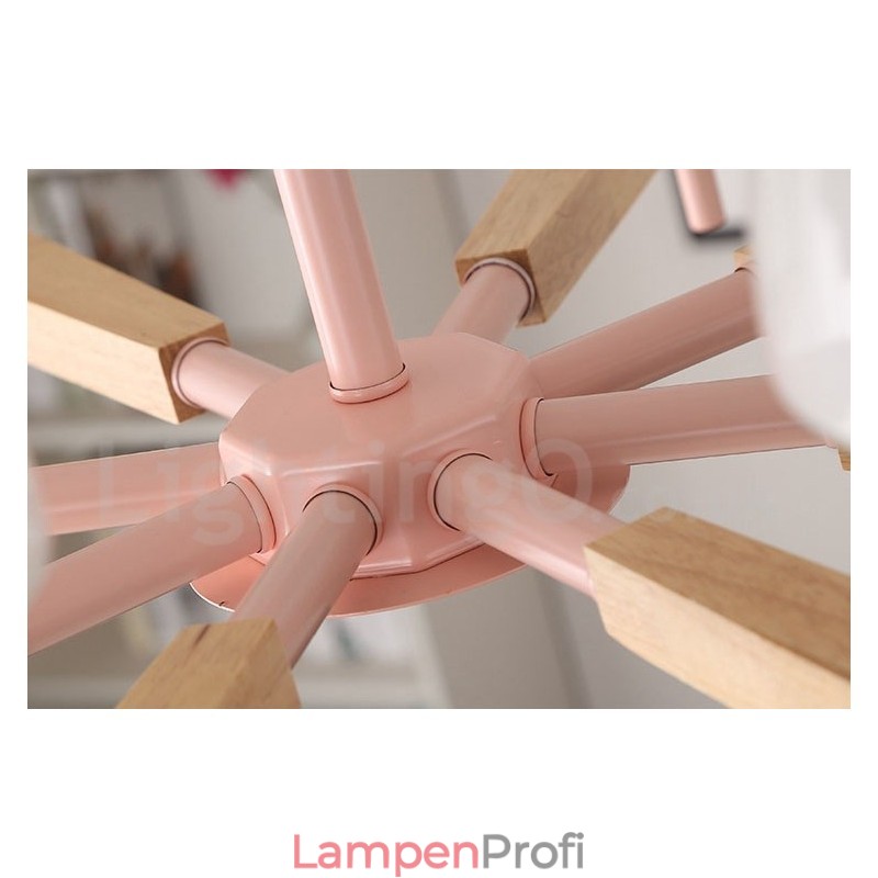 6-flammig 8-flammig Mehrfarbig Macaron Holz Pendelleuchte mit Glasschirmen Kronleuchter Nordischer Stil