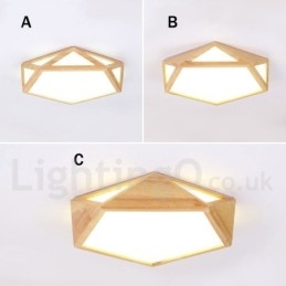 Dimmbare Multi Styles Holz Deckenleuchte mit Acrylschirm Deckenlampe Nordischer Stil