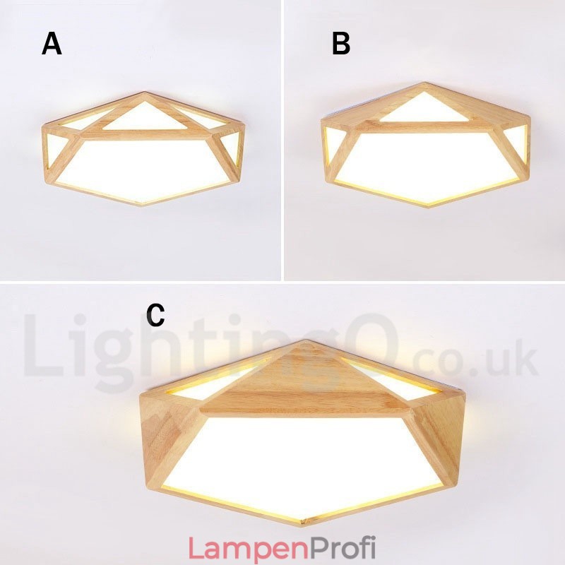 Dimmbare Multi Styles Holz Deckenleuchte mit Acrylschirm Deckenlampe Nordischer Stil