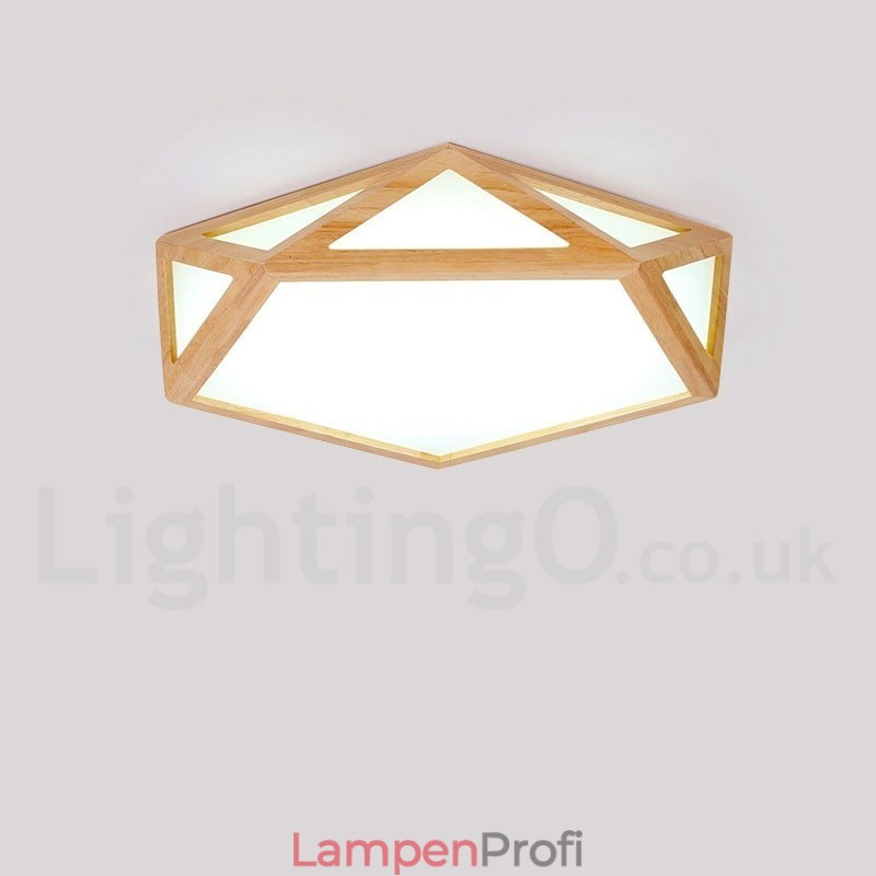Dimmbare Multi Styles Holz Deckenleuchte mit Acrylschirm Deckenlampe Nordischer Stil