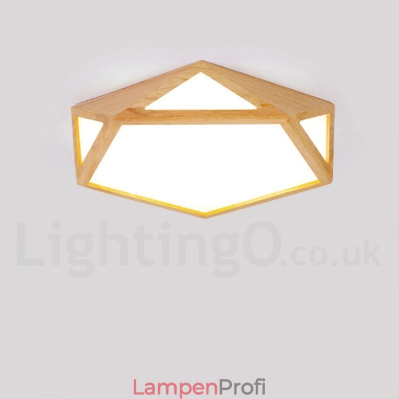 Dimmbare Multi Styles Holz Deckenleuchte mit Acrylschirm Deckenlampe Nordischer Stil