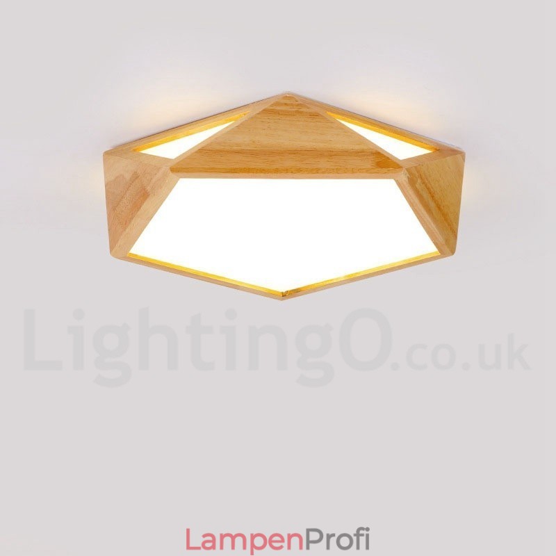 Dimmbare Multi Styles Holz Deckenleuchte mit Acrylschirm Deckenlampe Nordischer Stil