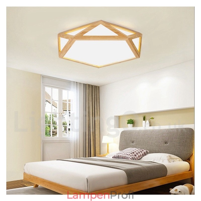Dimmbare Multi Styles Holz Deckenleuchte mit Acrylschirm Deckenlampe Nordischer Stil