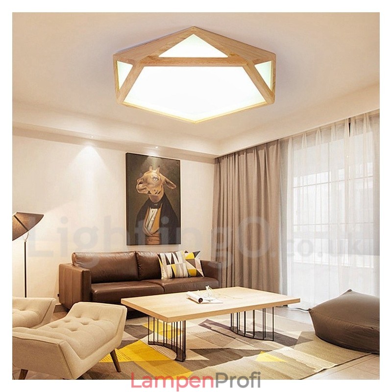 Dimmbare Multi Styles Holz Deckenleuchte mit Acrylschirm Deckenlampe Nordischer Stil