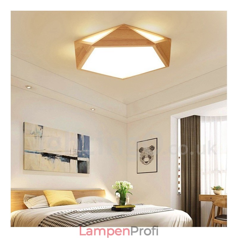 Dimmbare Multi Styles Holz Deckenleuchte mit Acrylschirm Deckenlampe Nordischer Stil