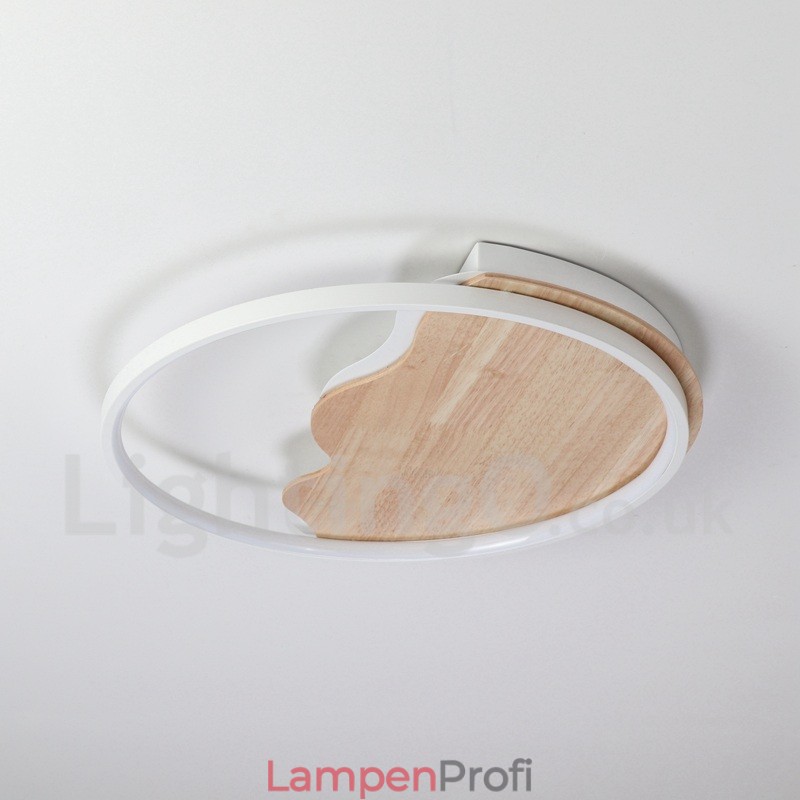 Dimmbare weiße runde Deckenleuchte aus Holz in Wolkenform, ultradünne Deckenlampe, kann auch als Wandleuchte verwendet werden