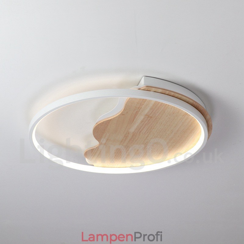 Dimmbare weiße runde Deckenleuchte aus Holz in Wolkenform, ultradünne Deckenlampe, kann auch als Wandleuchte verwendet werden