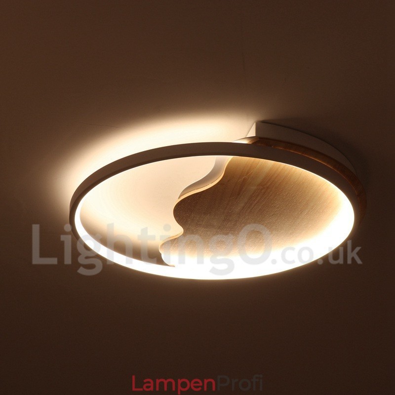 Dimmbare weiße runde Deckenleuchte aus Holz in Wolkenform, ultradünne Deckenlampe, kann auch als Wandleuchte verwendet werden
