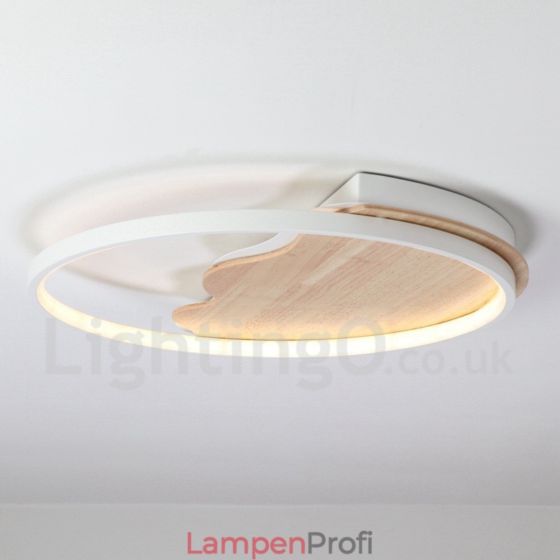 Dimmbare weiße runde Deckenleuchte aus Holz in Wolkenform, ultradünne Deckenlampe, kann auch als Wandleuchte verwendet werden