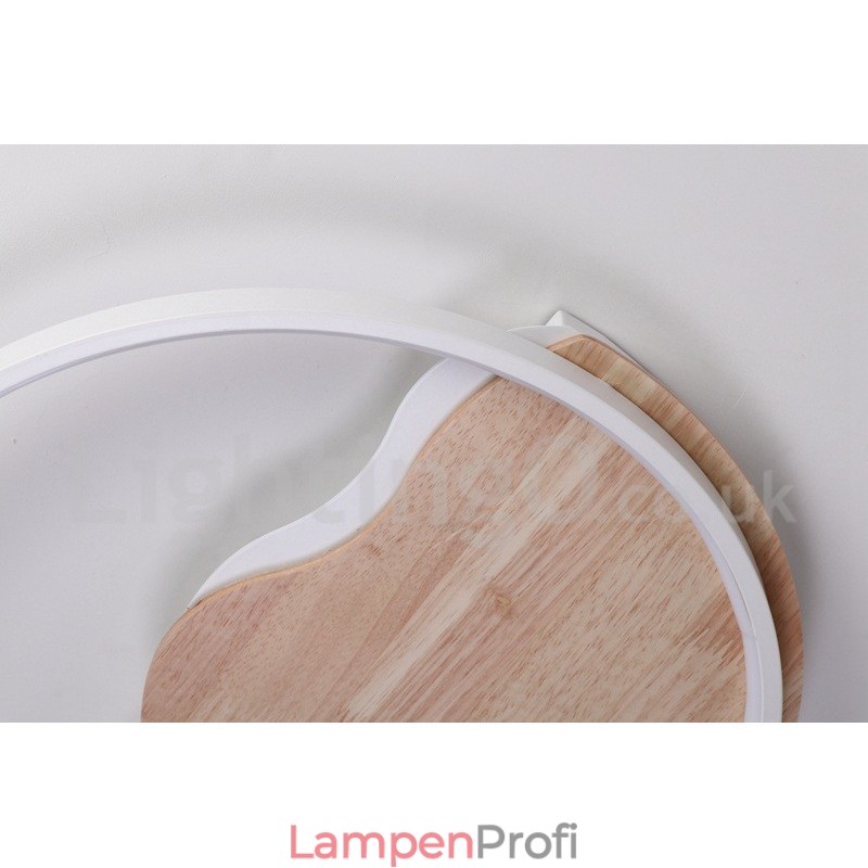 Dimmbare weiße runde Deckenleuchte aus Holz in Wolkenform, ultradünne Deckenlampe, kann auch als Wandleuchte verwendet werden