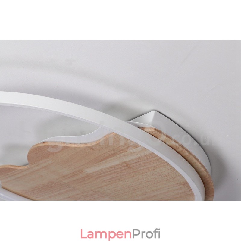 Dimmbare weiße runde Deckenleuchte aus Holz in Wolkenform, ultradünne Deckenlampe, kann auch als Wandleuchte verwendet werden