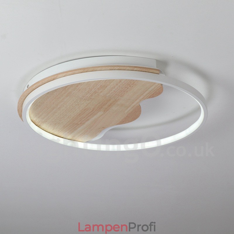 Dimmbare weiße runde Deckenleuchte aus Holz in Wolkenform, ultradünne Deckenlampe, kann auch als Wandleuchte verwendet werden