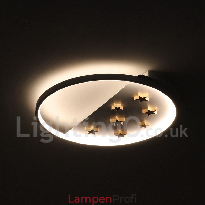 Dimmbare weiße Sterne Runde Holz Deckenleuchte Ultradünne Deckenlampe Kann Auch Als Wandleuchte Verwendet Werden