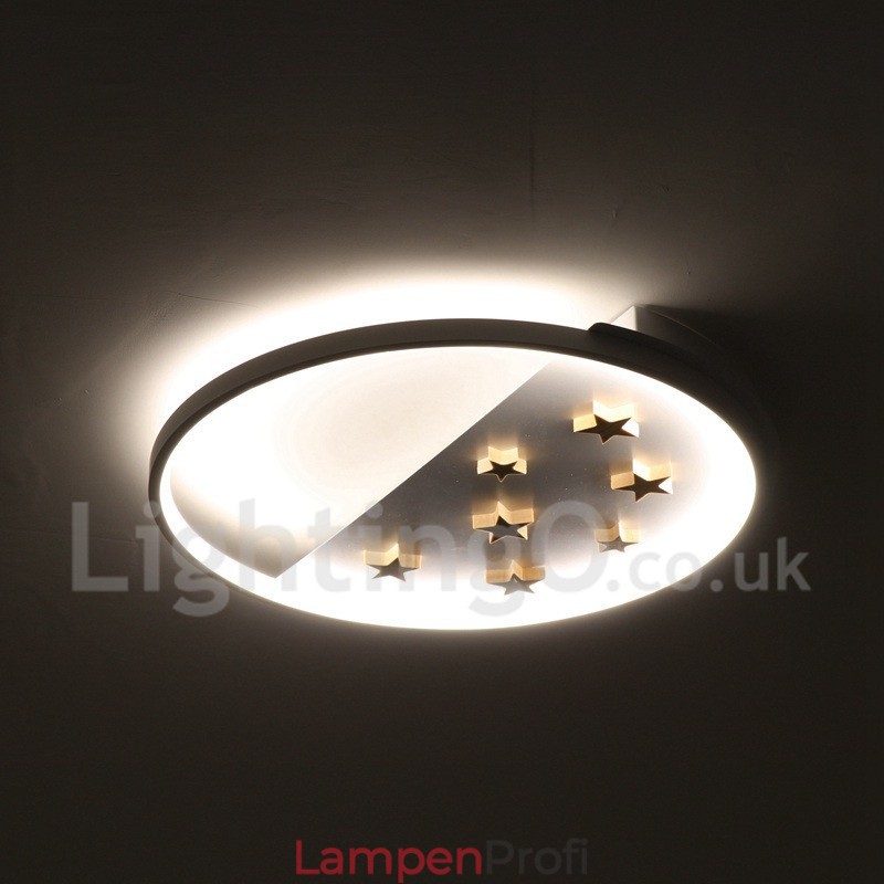 Dimmbare weiße Sterne Runde Holz Deckenleuchte Ultradünne Deckenlampe Kann Auch Als Wandleuchte Verwendet Werden