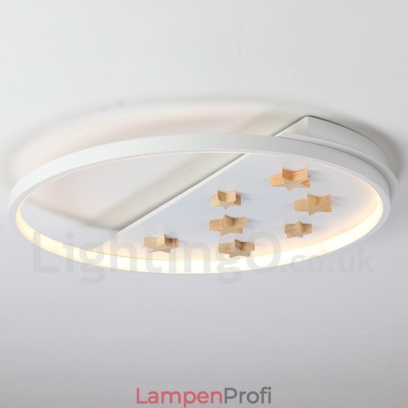 Dimmbare weiße Sterne Runde Holz Deckenleuchte Ultradünne Deckenlampe Kann Auch Als Wandleuchte Verwendet Werden