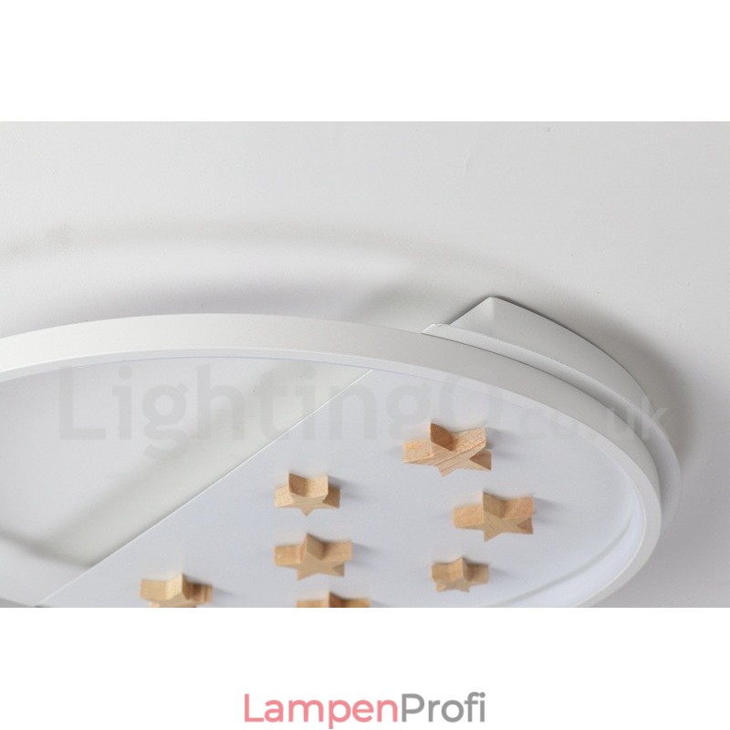 Dimmbare weiße Sterne Runde Holz Deckenleuchte Ultradünne Deckenlampe Kann Auch Als Wandleuchte Verwendet Werden