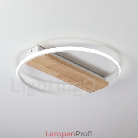 Dimmbare weiße runde Holz-Deckenleuchte, ultradünne Deckenlampe, kann auch als Wandleuchte verwendet werden Dimmbare weiße runde Holz-Deckenleuchte, ultradünne Deckenlampe, kann auch als Wandleuchte verwendet werden