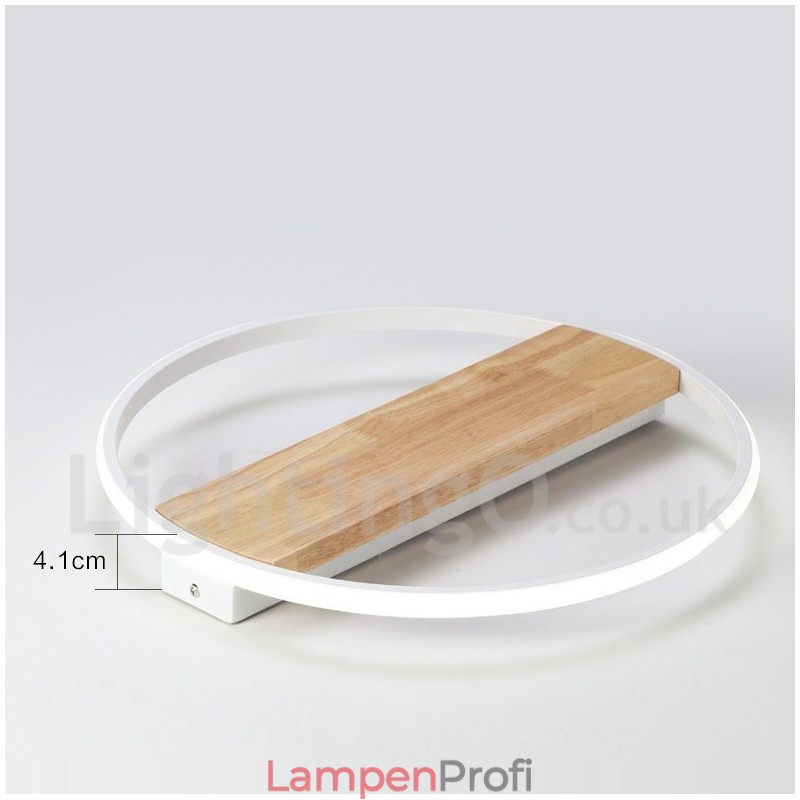 Dimmbare weiße runde Holz-Deckenleuchte, ultradünne Deckenlampe, kann auch als Wandleuchte verwendet werden