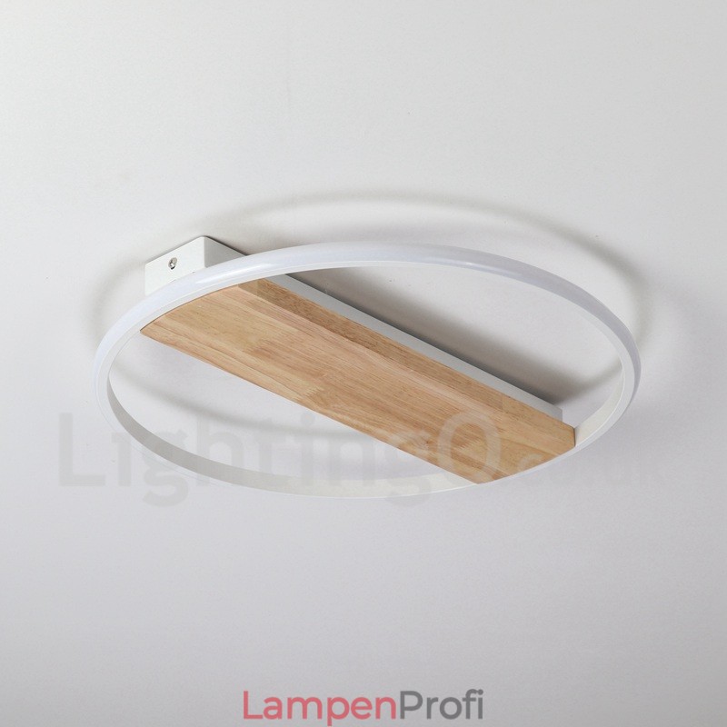 Dimmbare weiße runde Holz-Deckenleuchte, ultradünne Deckenlampe, kann auch als Wandleuchte verwendet werden